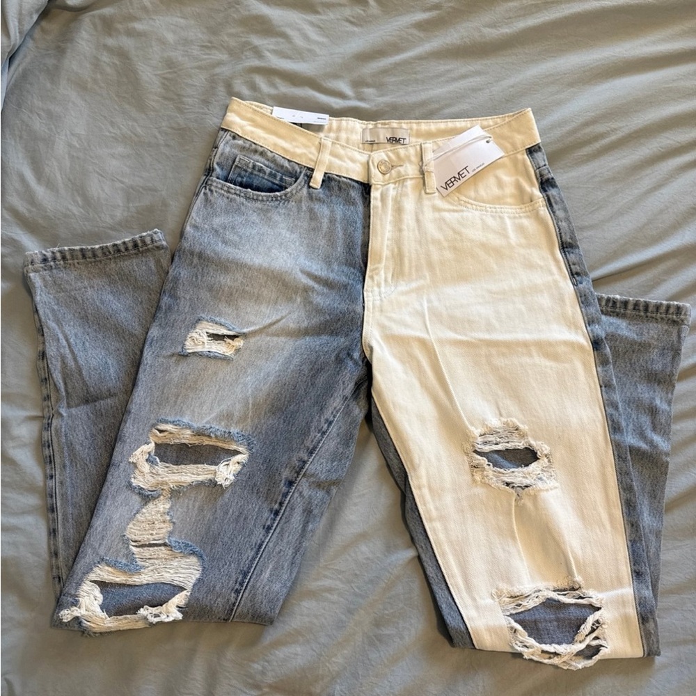 Vervet Two-Tone Mom Jeans